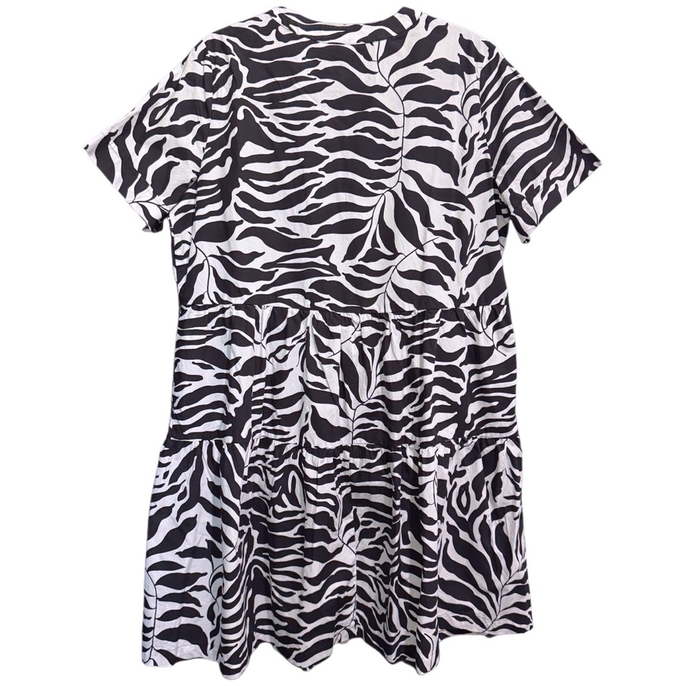 Chico's Poplin Palm Print Dress in Black Size 12 100% Cotton - Picture 4 of 9